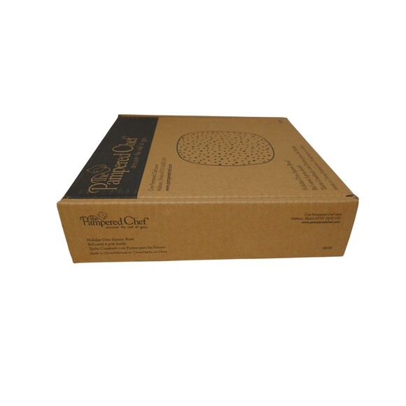 Pampered Chef Holiday Dots Square Bowl #3010 - Picture 6 of 8